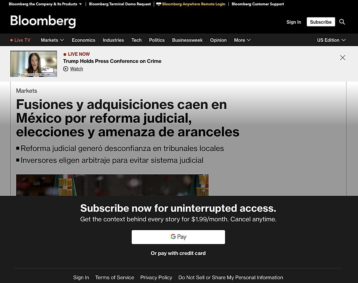 Fusiones y adquisiciones caen en Mxico por reforma judicial, elecciones y amenaza de aranceles
